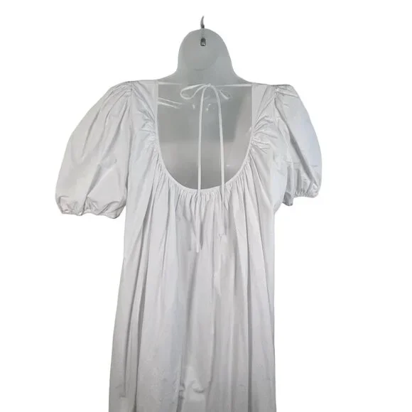 H&M White Cotton Elbow Length Maxi Dress Tie Back Size Medium - Picture 5 of 10